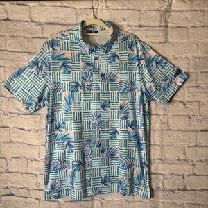 Greenside Golf Mens Shirt XL Pattern Light blue/ white / Pink